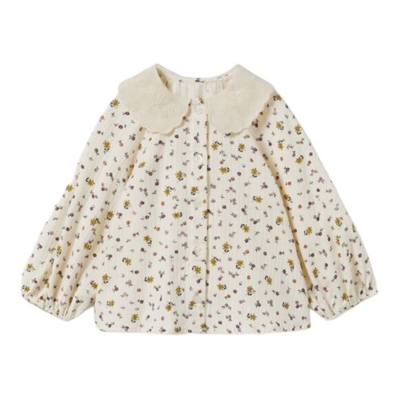 ZARA Kids | Ecru | FLORAL EMBROIDERED SHIRT - Picture 2 of 6